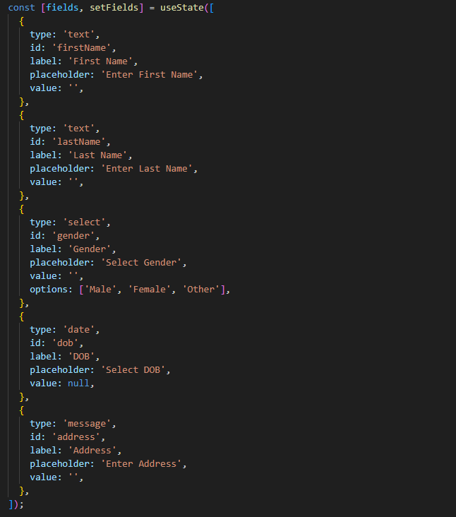 2. Creating form Schema - dynamic forms