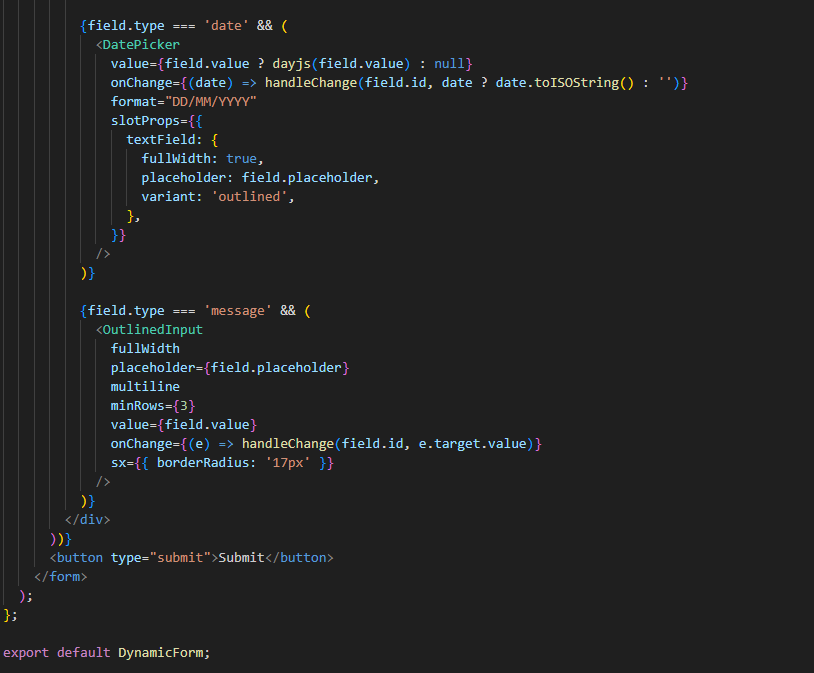 Creating Dynamic Forms Using React