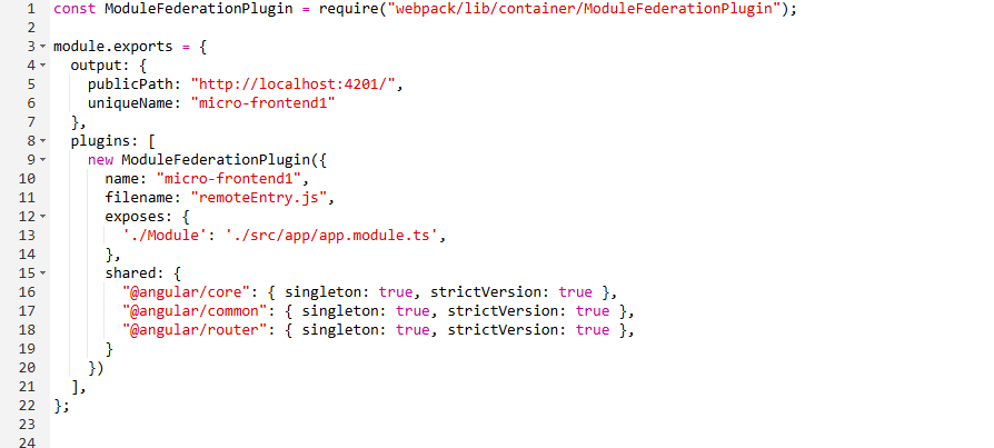 6. Configure Webpack Module Federation Plugin - micro-frontend