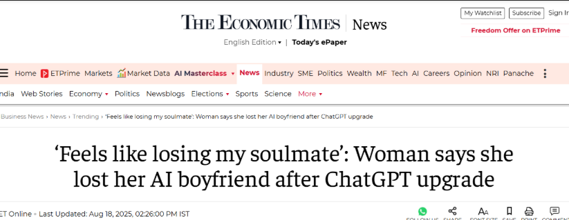 Economics Times Feels Like losing Soulmate -