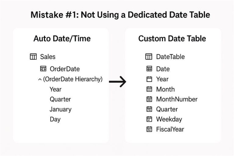 Top 5 Mistakes to Avoid When Working with Date Tables in Power BI (With Real-Time Scenarios)