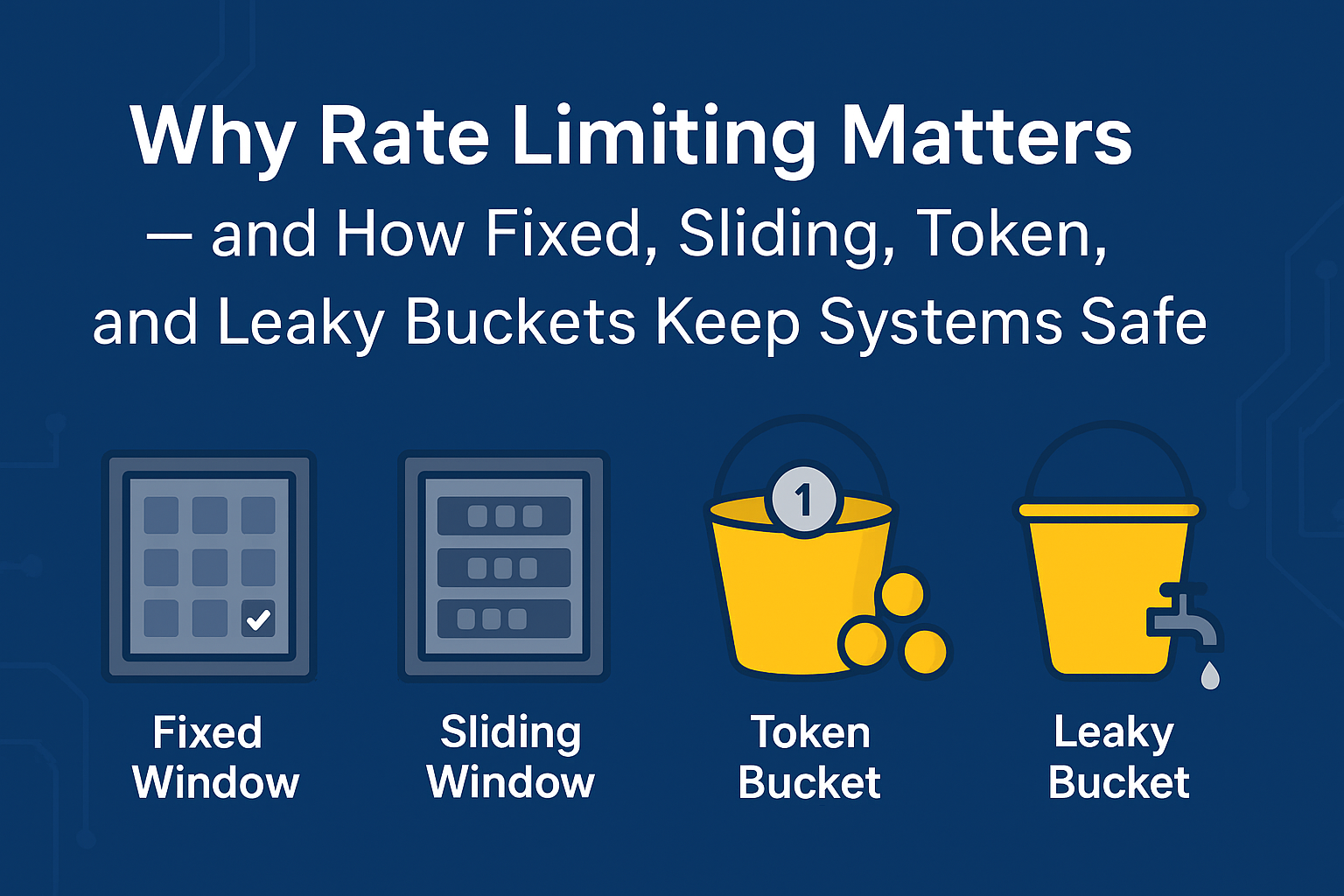 Why Rate Limiting Matters - and How Fixed, Sliding, Token, and Leaky Buckets Keep Systems Safe